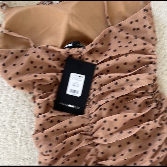 NWT—Fashion Nova Ruched Polka Dot Mini Dress - Picture 3 of 3